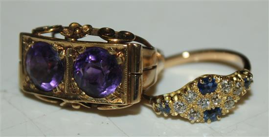 Diamond & sapphire ring & a dress ring